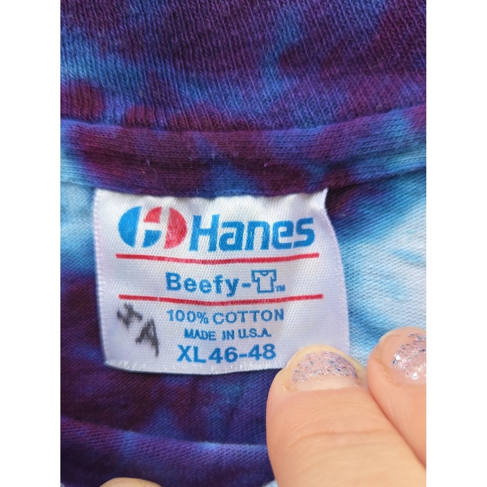 Vintage Hanes Beefy 90s Tie Dye Single Stitch Grail Rare Cotton Psychedelic Neon - Picture 3 of 5